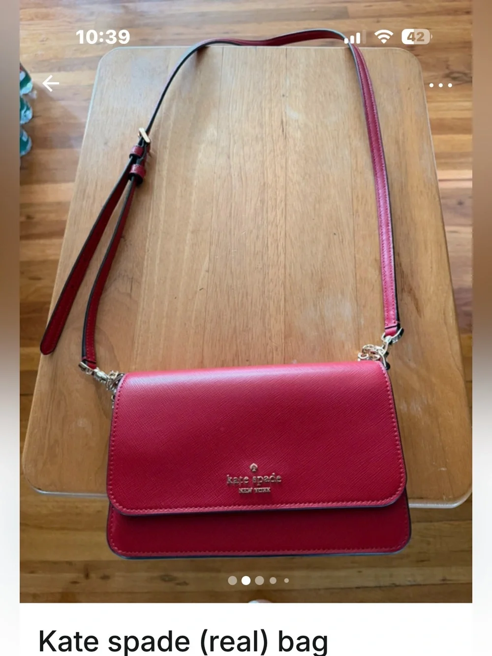 kate spade red leather crossbody with gold hardware